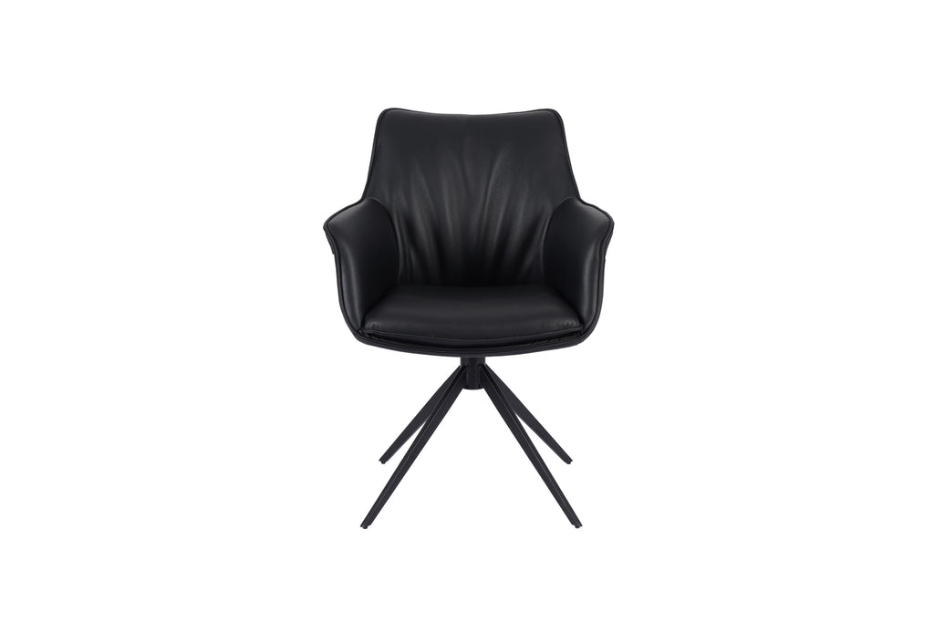 Daria Arm Leather Metal Swivel Dining Chair