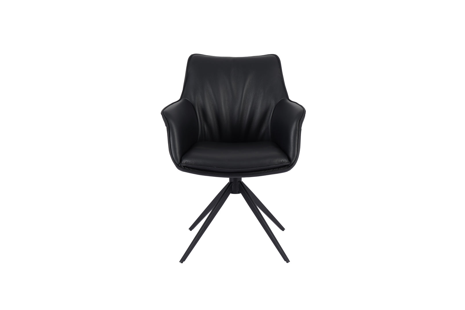 Daria Arm Leather Metal Swivel Dining Chair