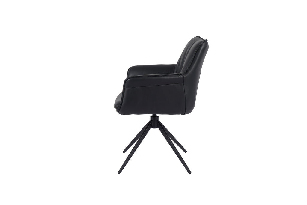Daria Arm Leather Metal Swivel Dining Chair