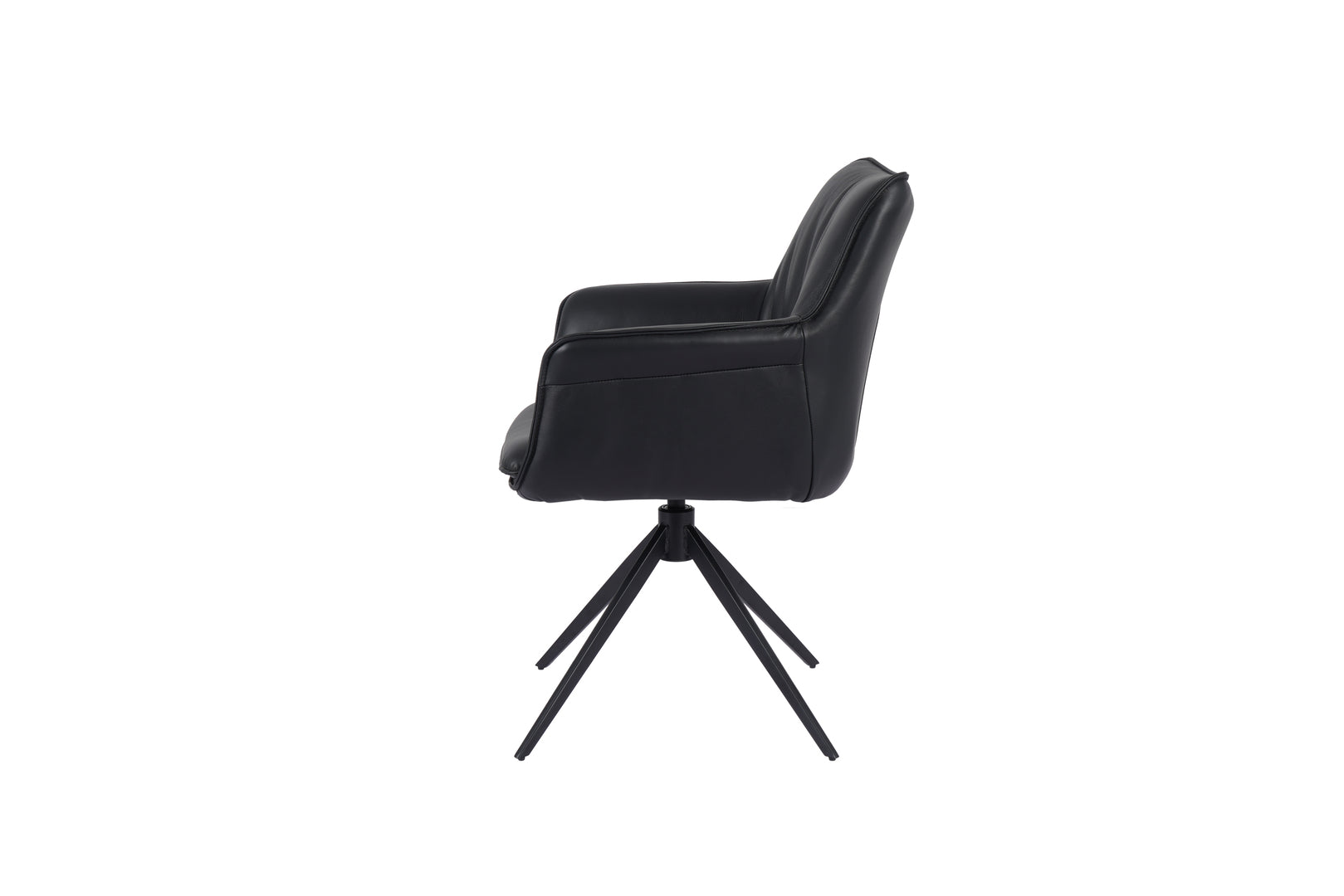 Daria Arm Leather Metal Swivel Dining Chair