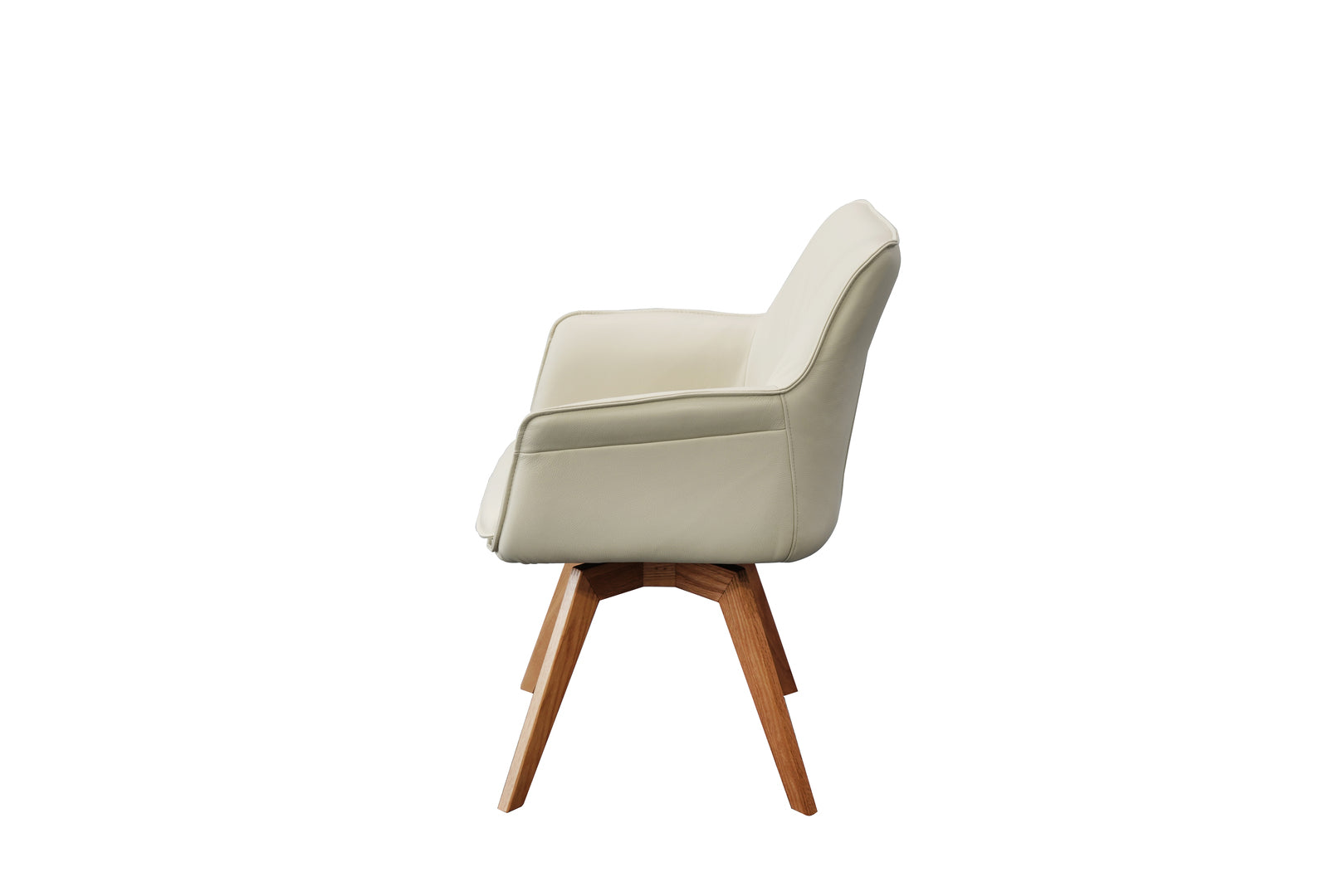 Daria Arm Leather Timber Swivel Dining Chair