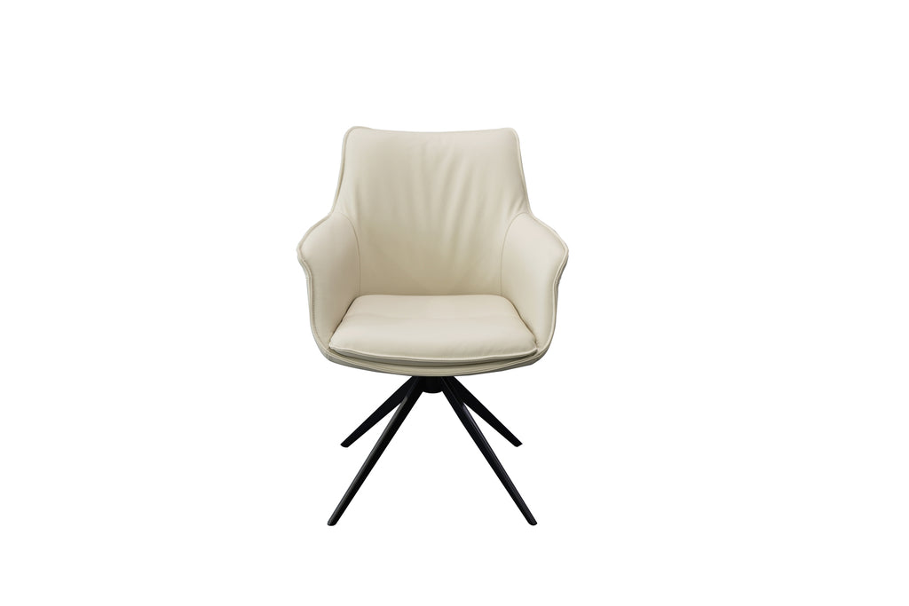Daria Arm Leather Metal Swivel Dining Chair