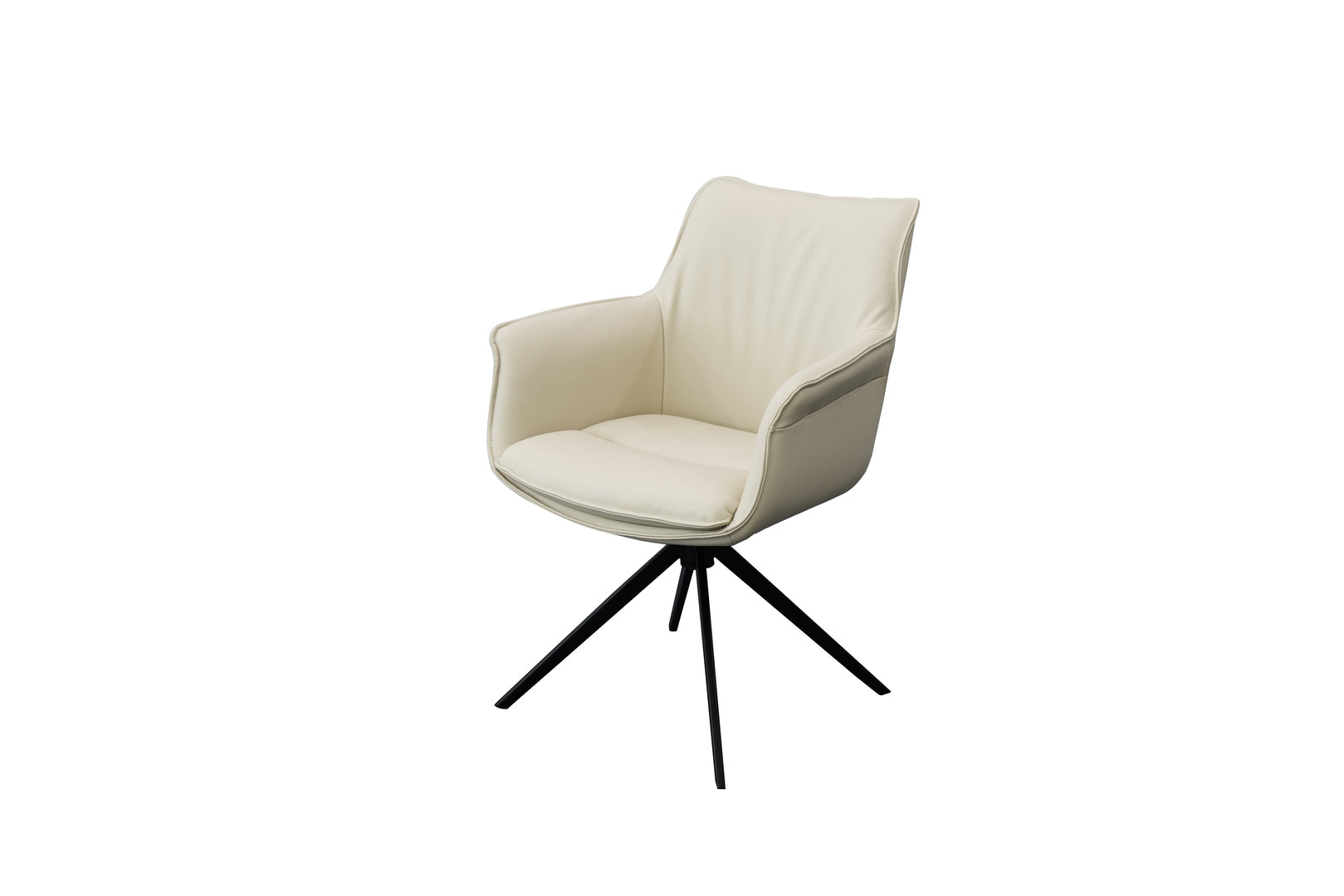 Daria Arm Leather Metal Swivel Dining Chair
