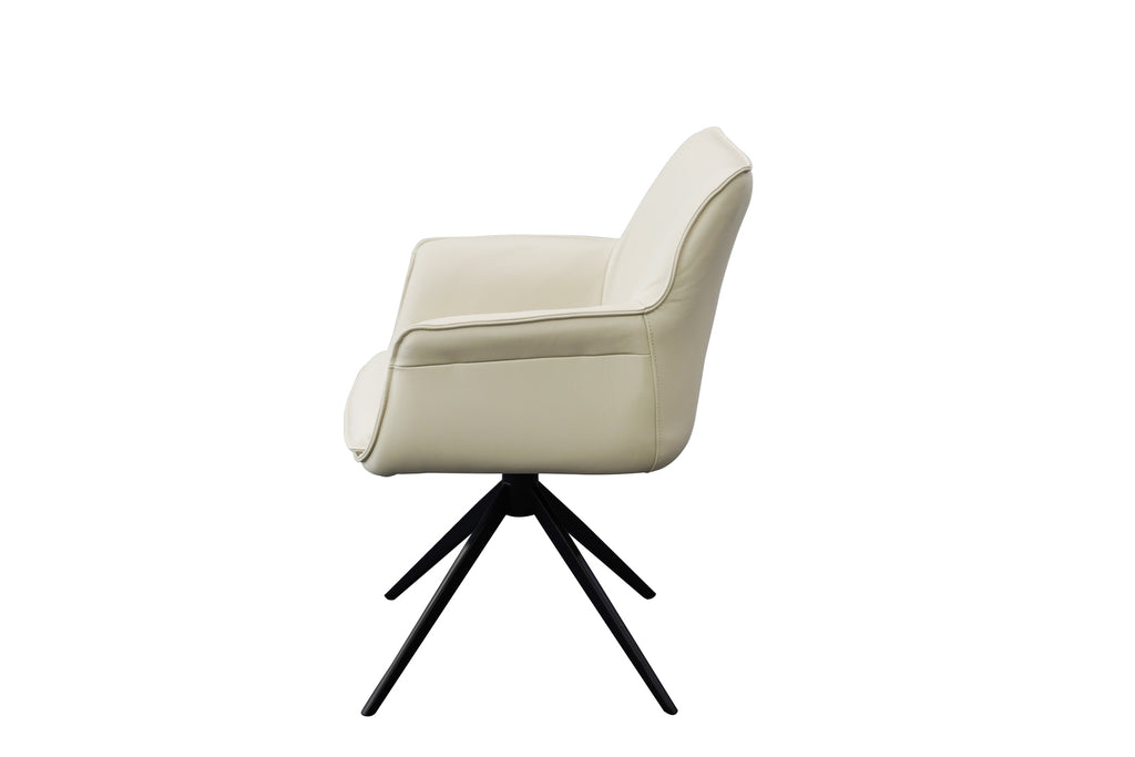 Daria Arm Leather Metal Swivel Dining Chair