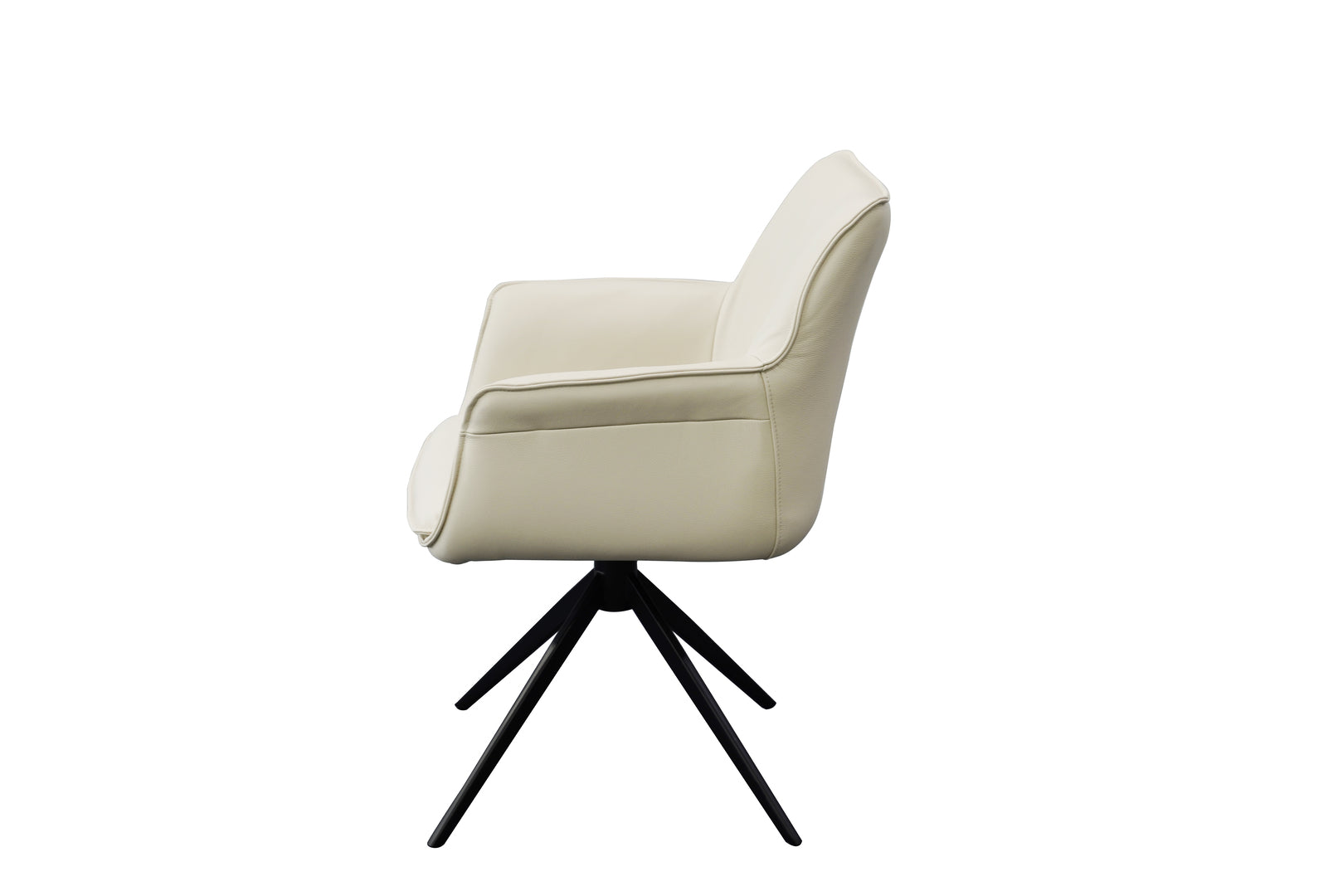 Daria Arm Leather Metal Swivel Dining Chair
