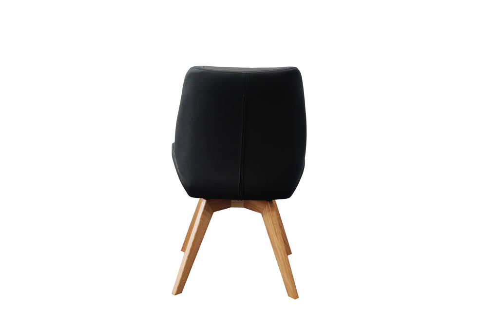Daria Armless Leather Timber Swivel Dining Chair