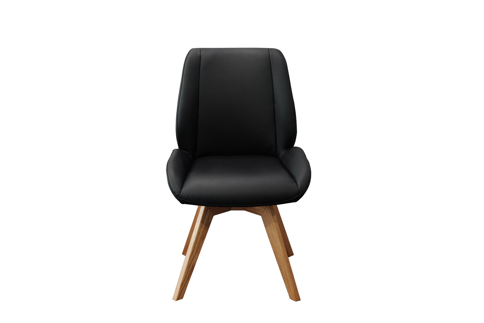 Daria Armless Leather Timber Swivel Dining Chair
