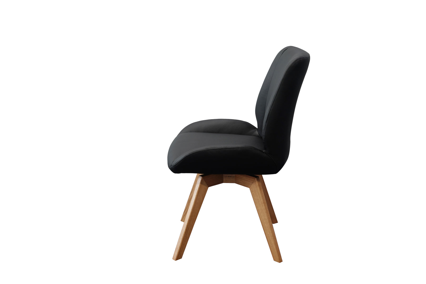 Daria Armless Leather Timber Swivel Dining Chair