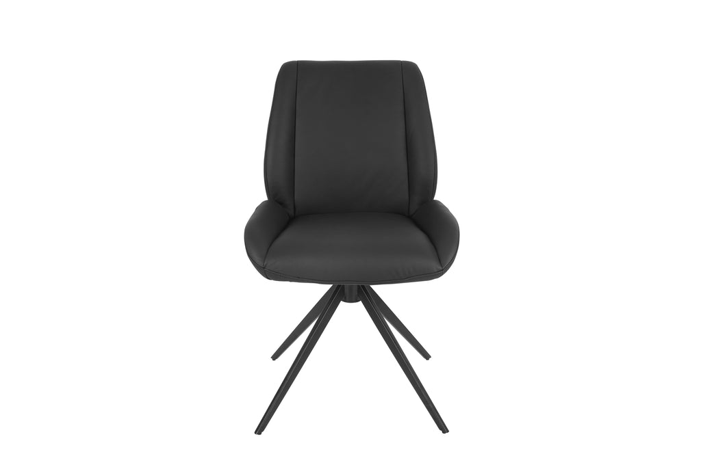 Daria Armless Leather Metal Swivel Dining Chair