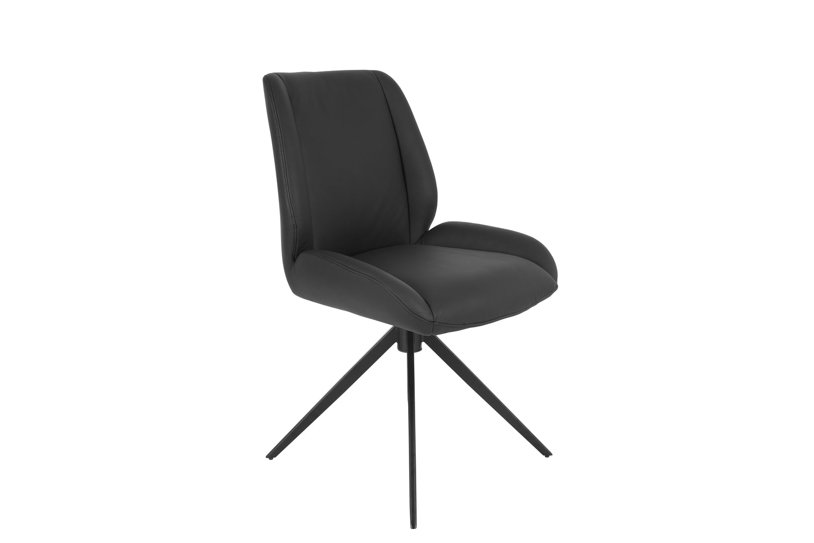 Daria Armless Leather Metal Swivel Dining Chair