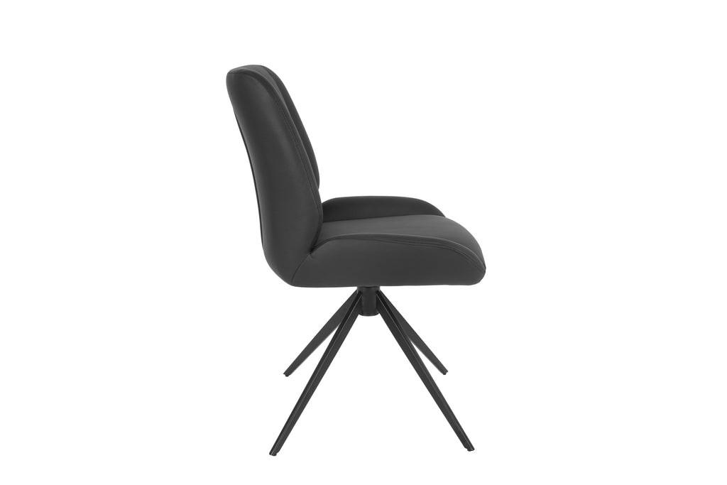 Daria Armless Leather Metal Swivel Dining Chair