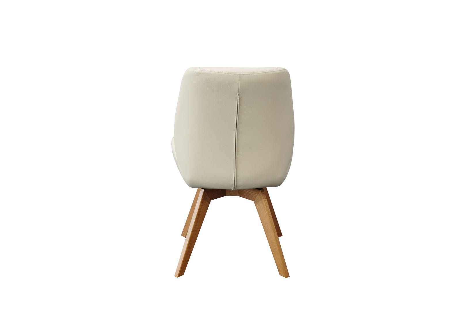 Daria Armless Leather Timber Swivel Dining Chair
