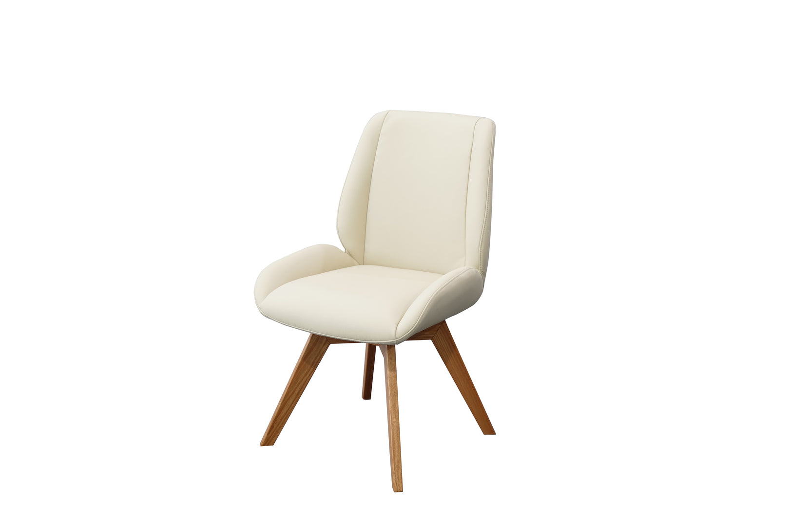 Daria Armless Leather Timber Swivel Dining Chair