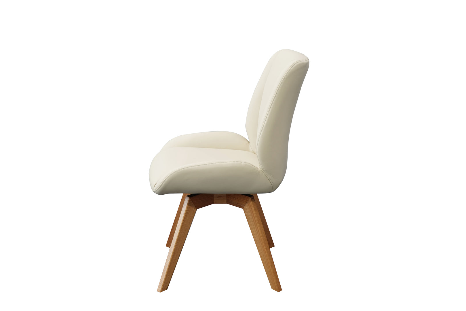 Daria Armless Leather Timber Swivel Dining Chair