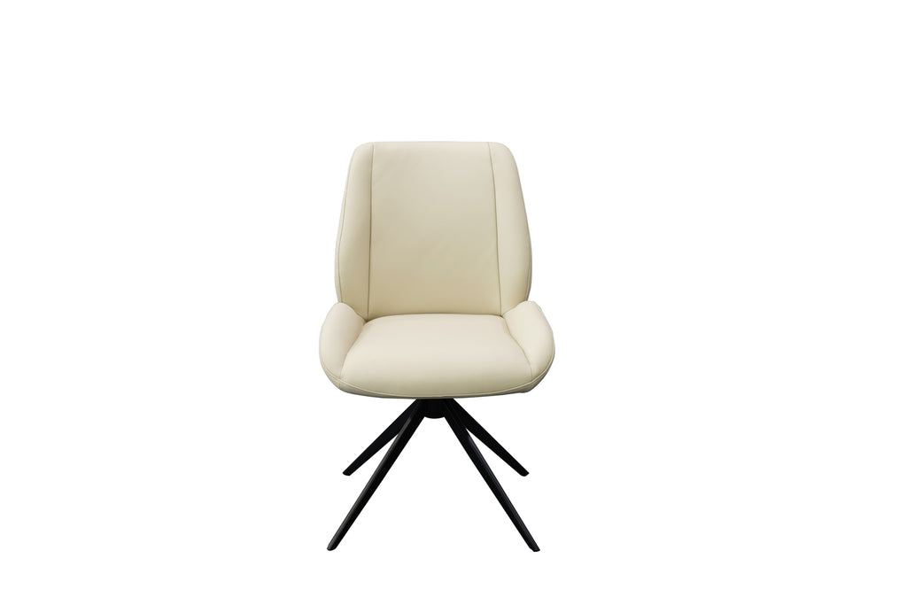 Daria Armless Leather Metal Swivel Dining Chair