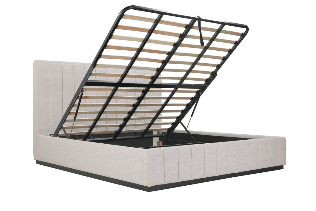 Emy Beige Gas Lift Storage Bed