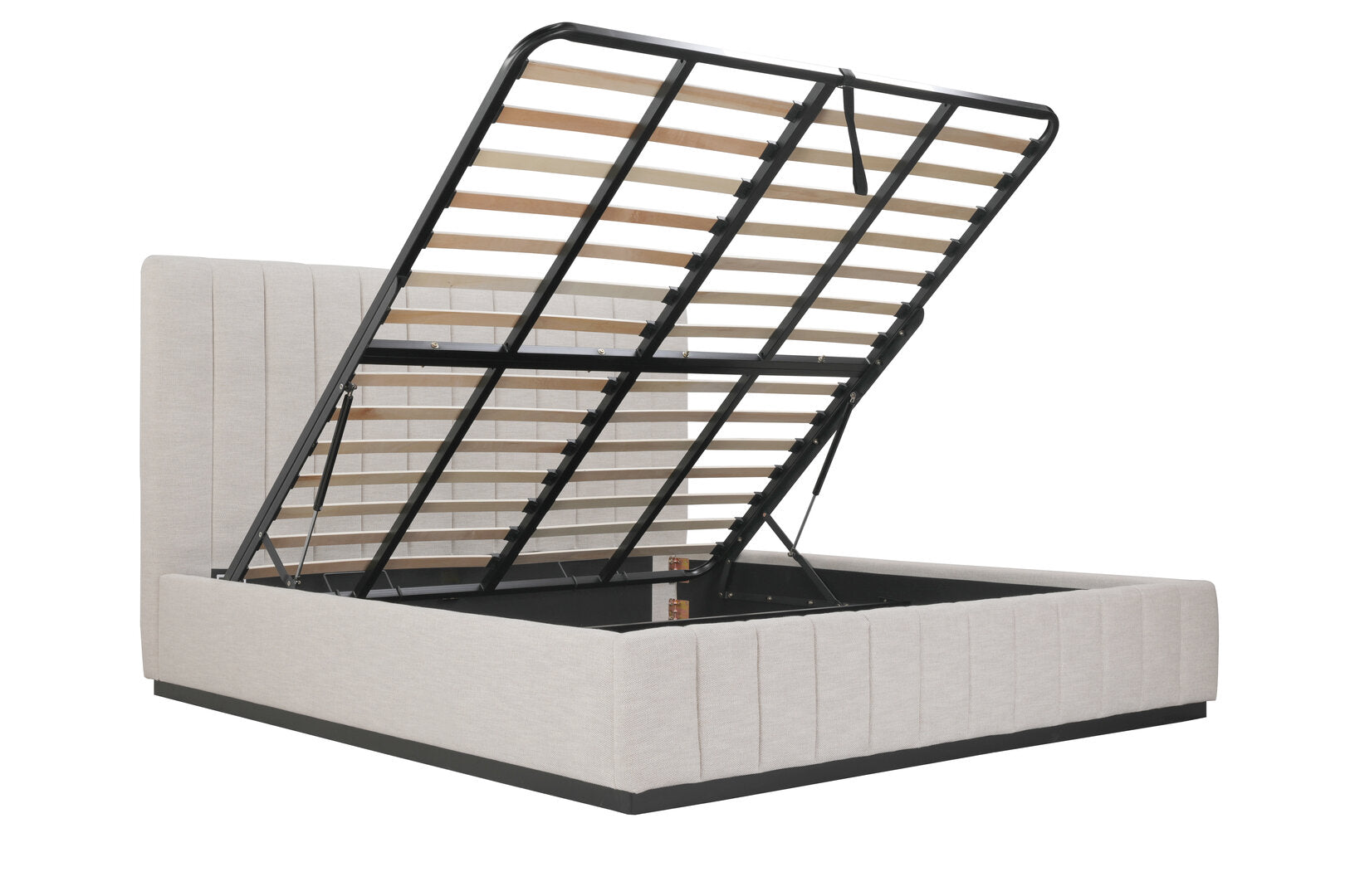 Emy Beige Gas Lift Storage Bed