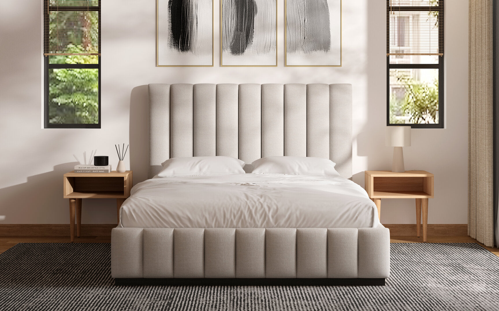 Emy Beige Gas Lift Storage Bed