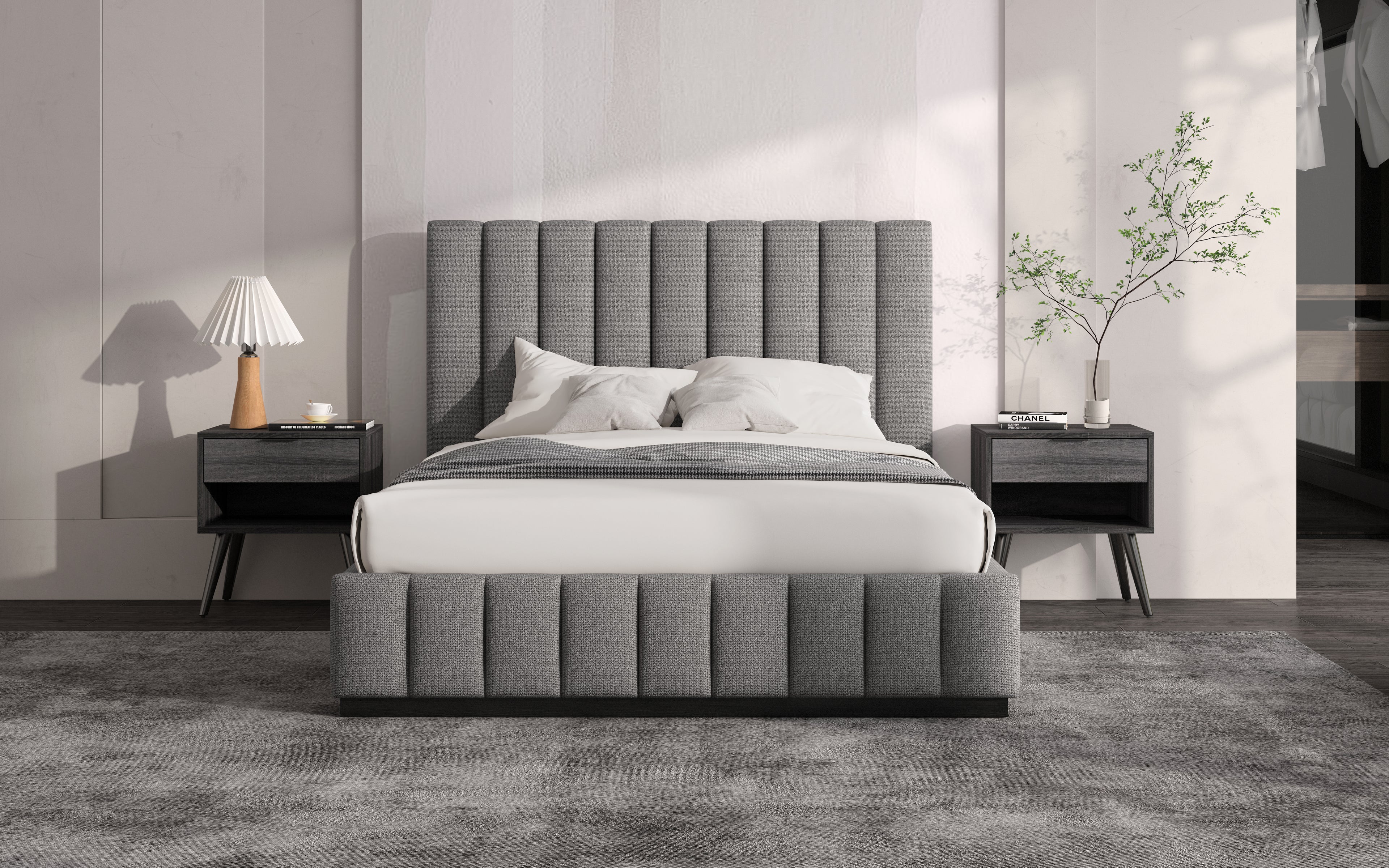 Emy Charcoal Gas Lift Storage Bed