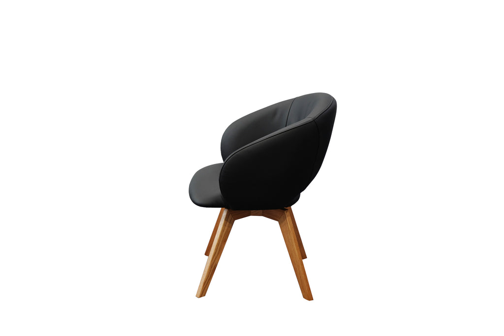 Kiki Leather Timber Swivel Chair