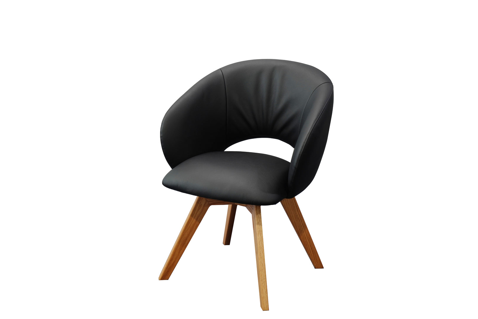 Kiki Leather Timber Swivel Chair