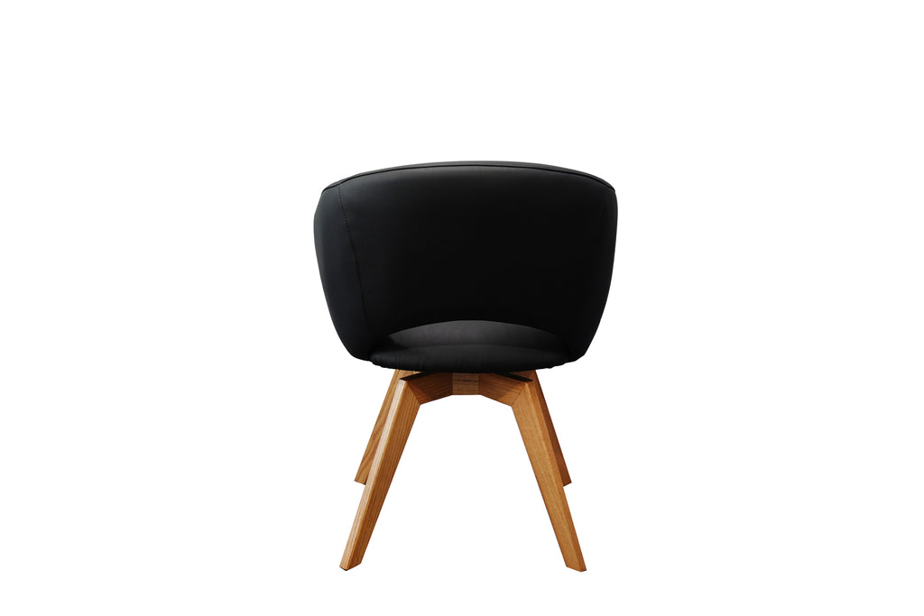 Kiki Leather Timber Swivel Chair