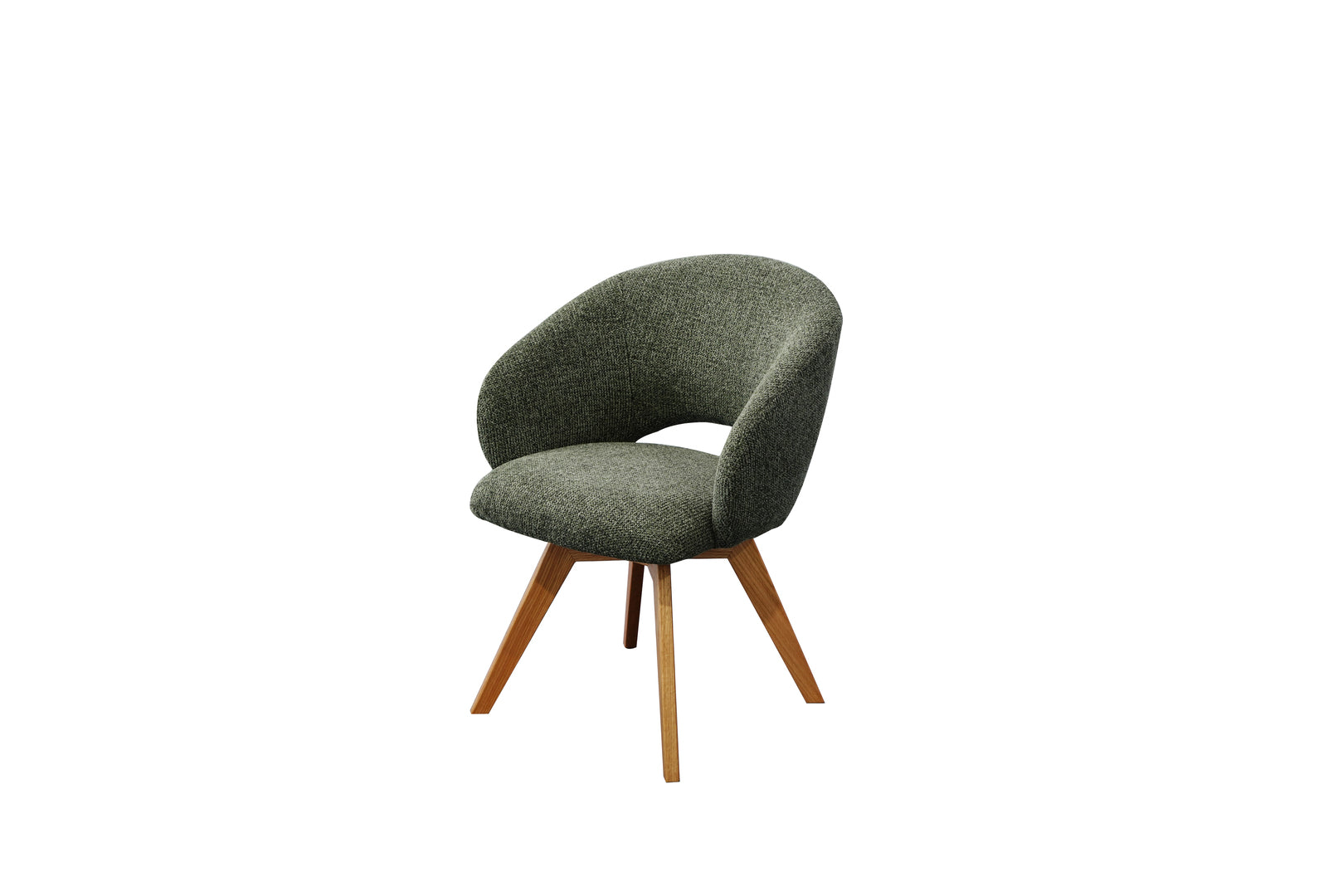 Kiki Fabric Timber Swivel Chair