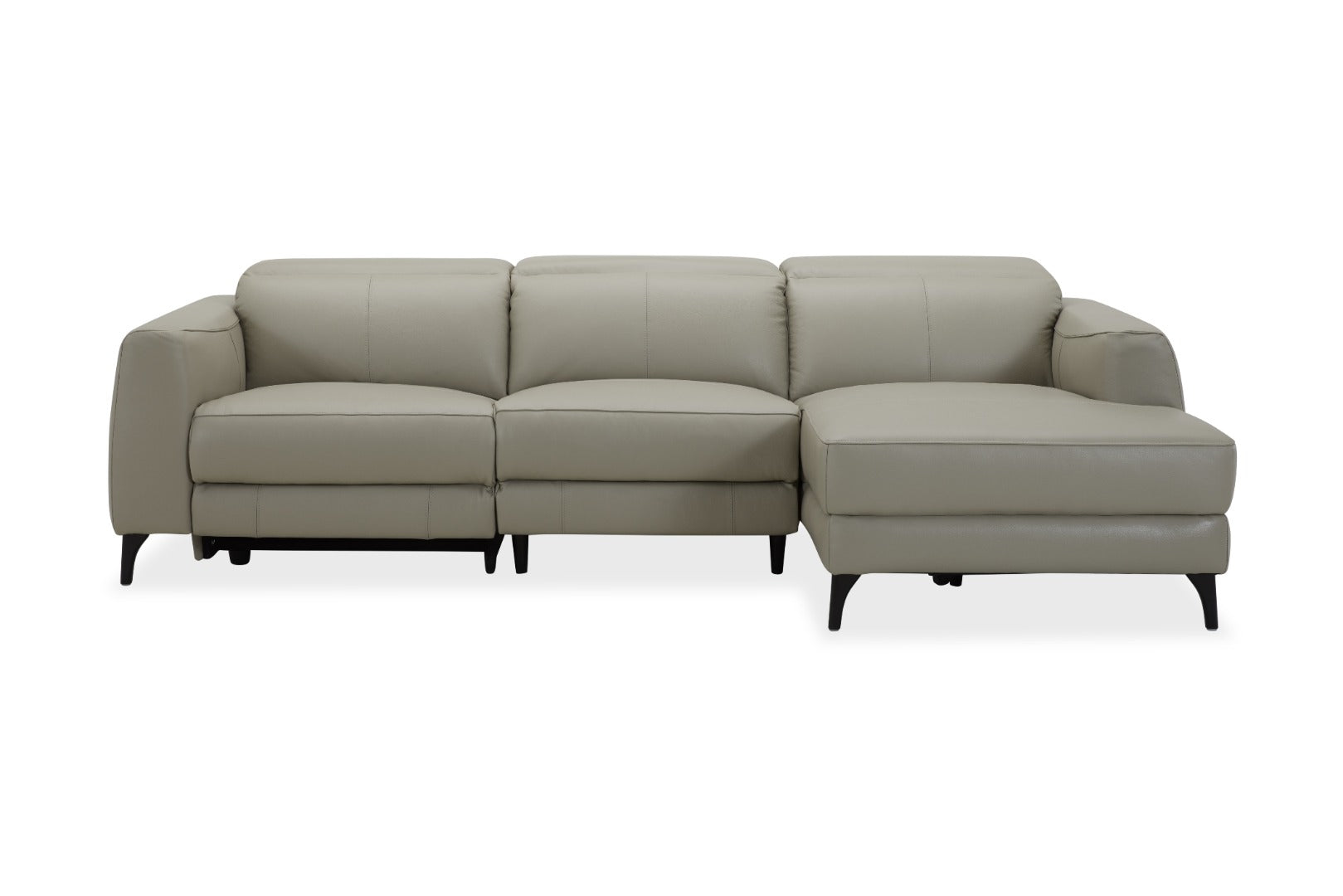 BELLAGIO 2.5 SEATER CHAISE LEATHER LIGHT GREY