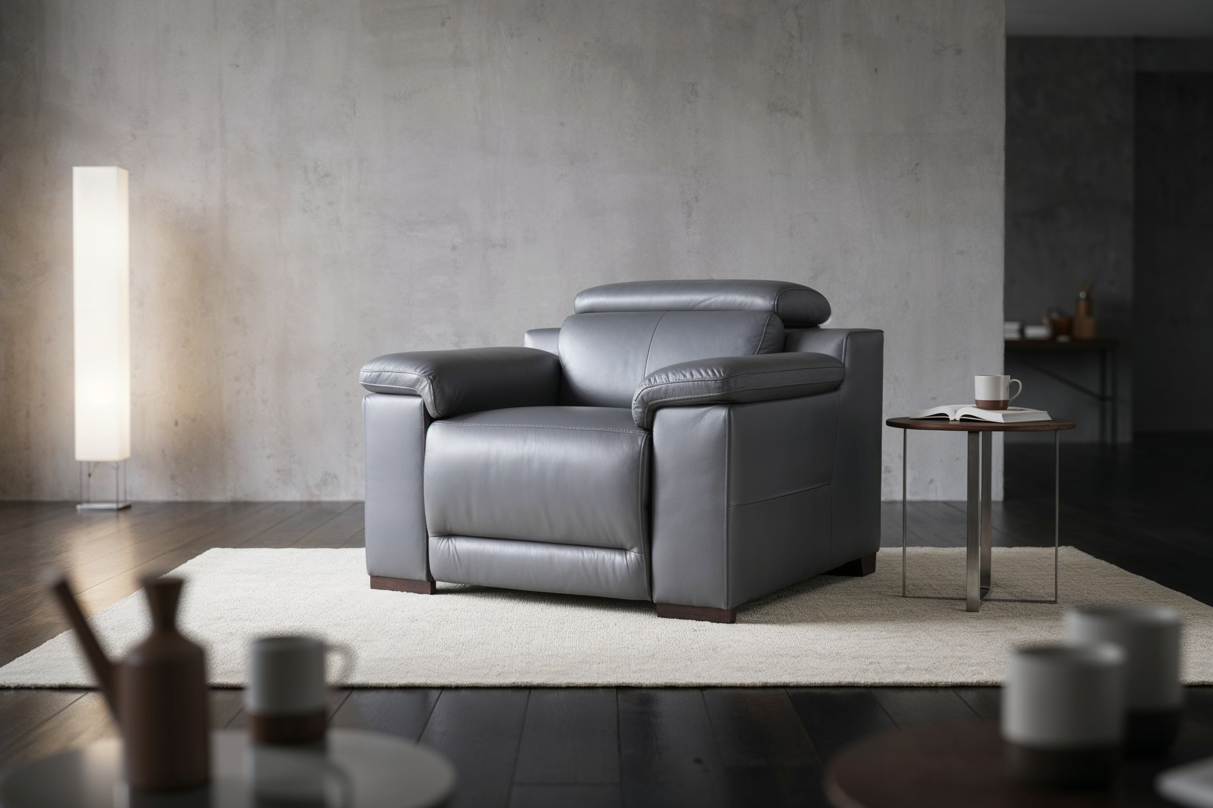 DANTE 1 SEATER LEATHER DARK GREY