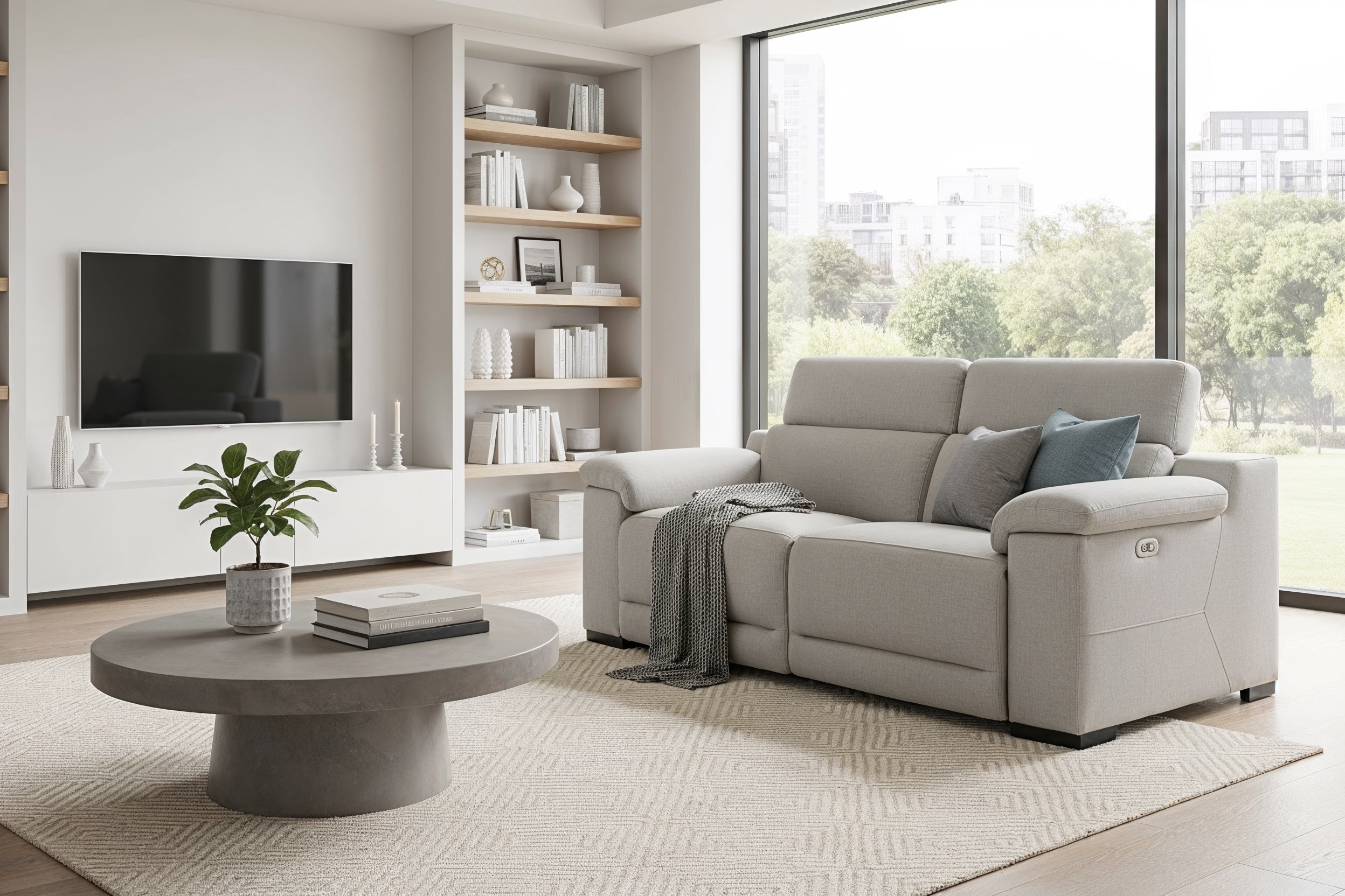 Dante 2 seater fabric light grey