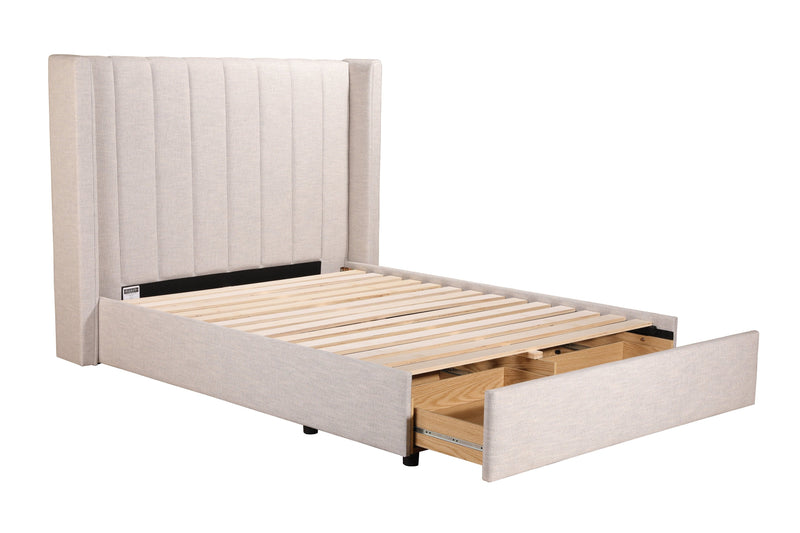 grace fabric bed frame draws