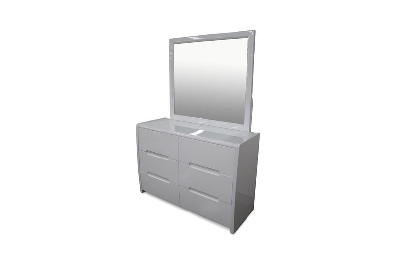 alaska dresser & mirror hi gloss white