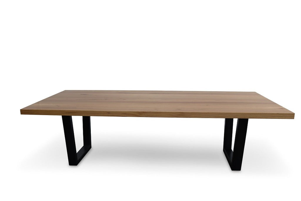 astina dining table with black metal legs australian messmate